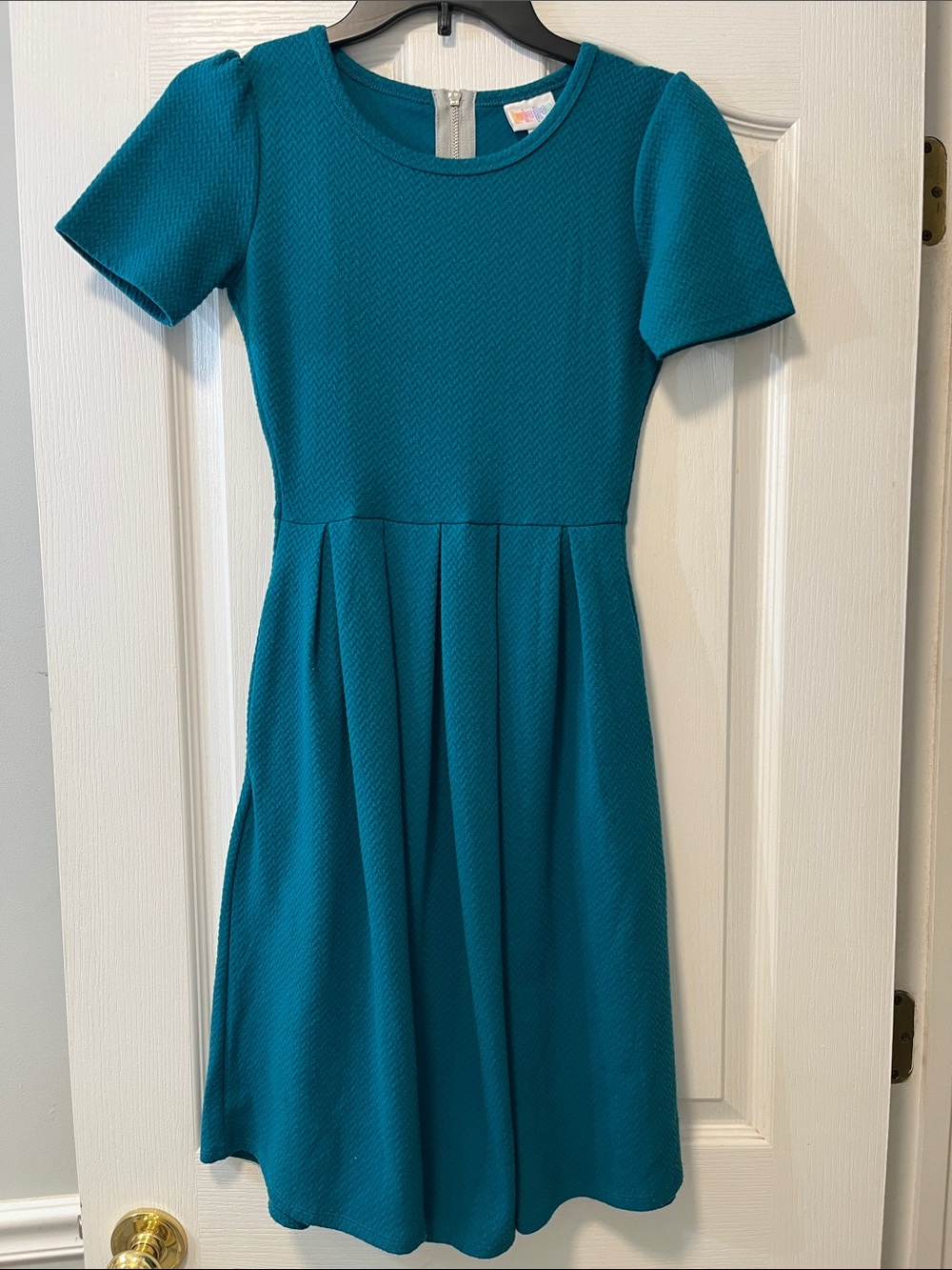 LuLaRoe Teal Textured Short-Sleeve Fit & Flare Dress